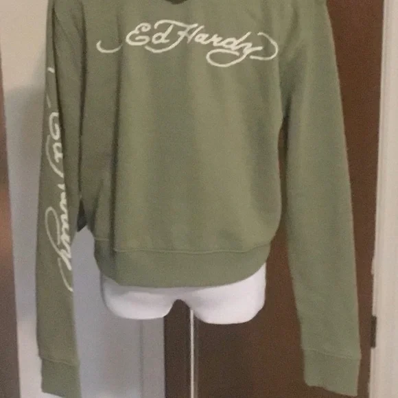 🌹2X HOST PICK🌹 ED HARDY “LOVE KILLS SLOWLY” GREEN PULL OVER HOODIE/NWT/SZ L - Picture 15 of 15